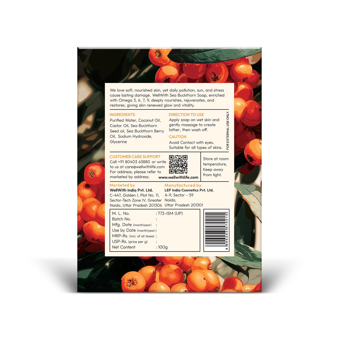 Sea Buckthorn Natural Soap 100gm