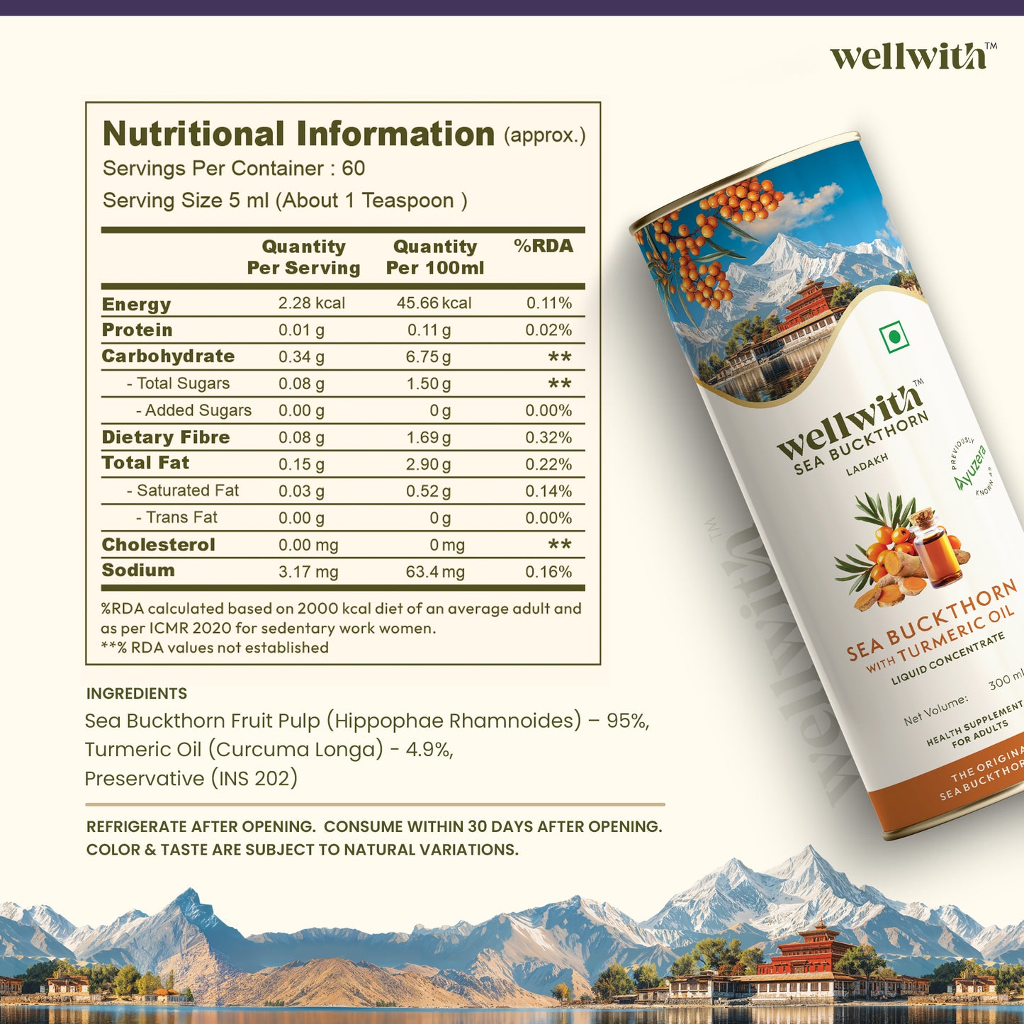 Sea Buckthorn Juice With Turmeric Oil 300ml